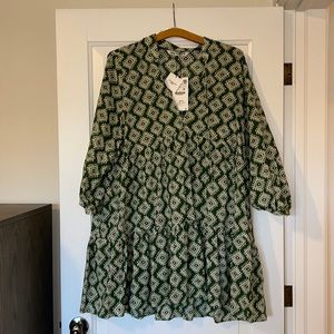 Zara Mini Cadie Dress - Green & White, Brand New